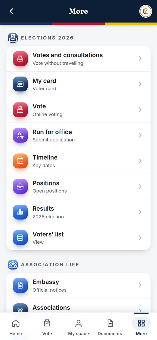 App menus by category